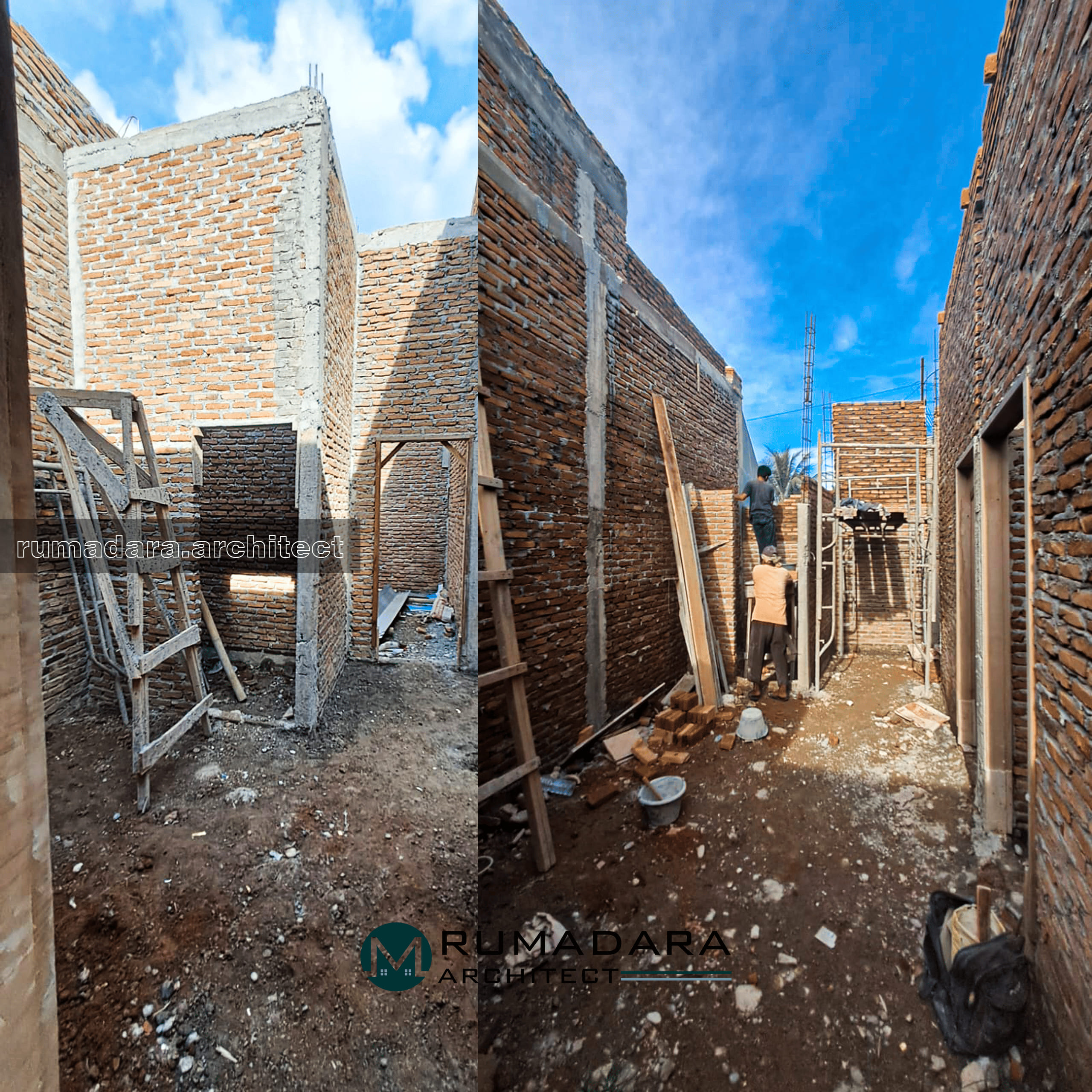 Pengerjaan susunan batu bata